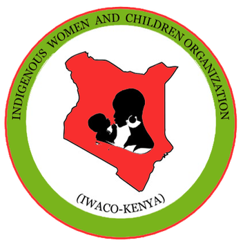 IWACO-KENYA logo: a map of Kenya with a mother and child, ringed by the words Indigenous Women and Children Organization